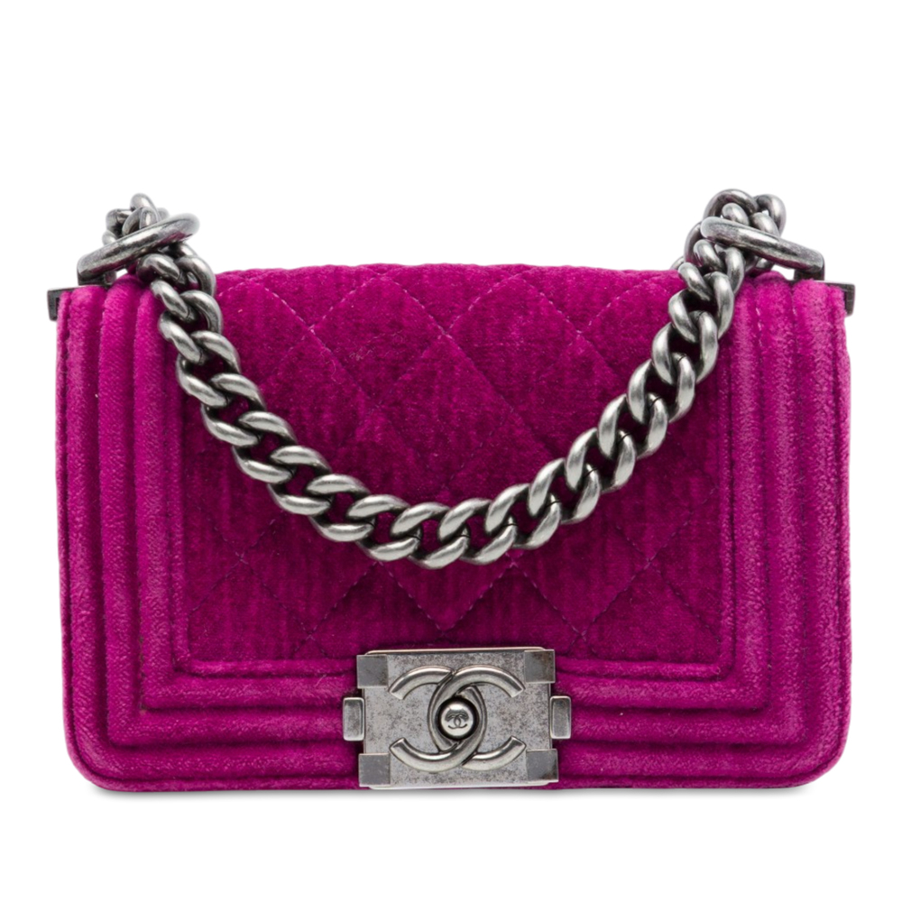 Pre-Loved Chanel Mini Quilted Velvet Boy Flap